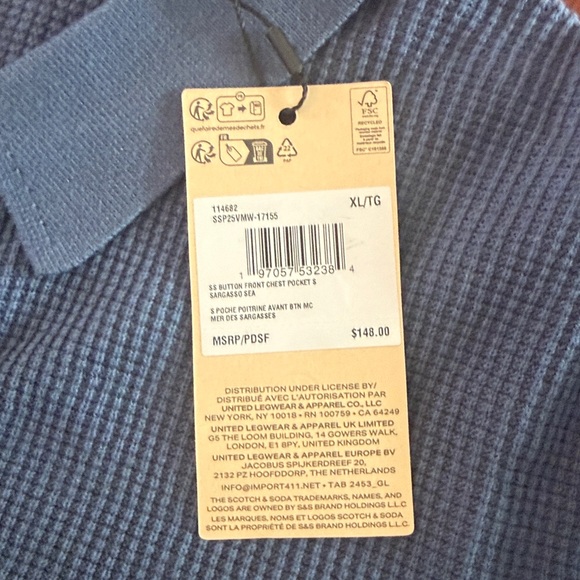 Scotch & Soda Navy Textured Short Sleeve Shirt - Picture 4 of 5